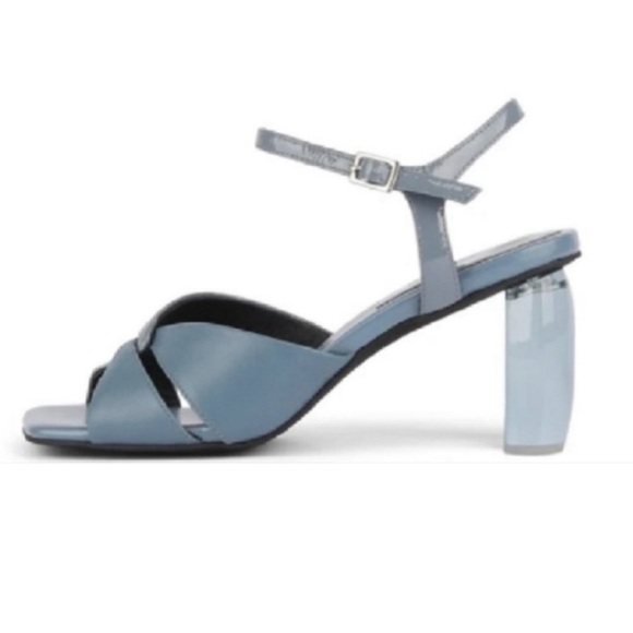 JEFFREY CAMPBELL BLUE RETRO LUCITE BLOCK HEEL STRAPPY SANDALS SIZE 7.5 NWT - Picture 3 of 12